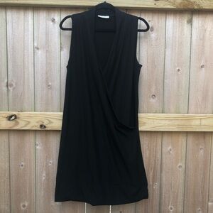 Bryn Walker Dress Size M Black Sleeveless Wrap Front Bamboo Organic Cotton